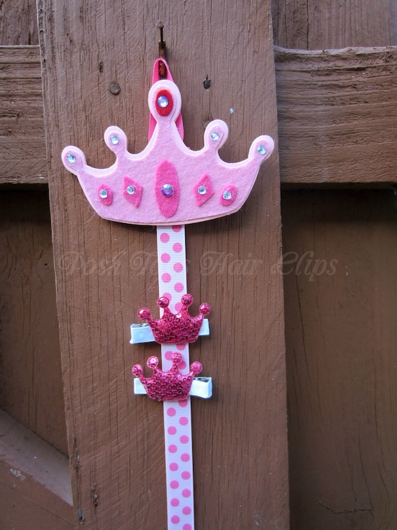 Princess Crown Bow Holder with rhinestones