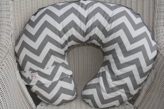 Gray and White Chevron and Gray Minky Boppy Cover