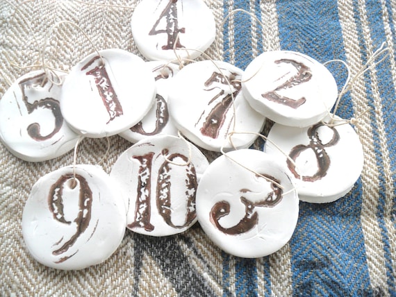 VINTAGE INSPIRED FADED  number tags