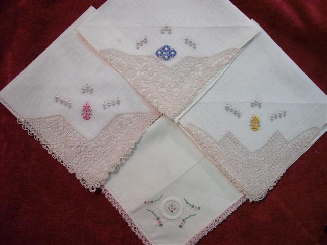 4 Handkerchiefs Hankies - Vintage Assortment 13 - Hanky Panky