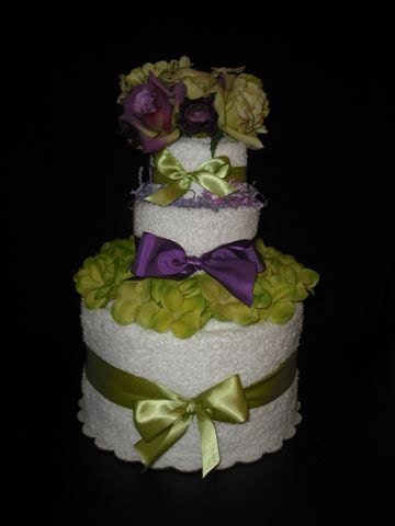 Purple Green Wedding Cake From flourlesscakes