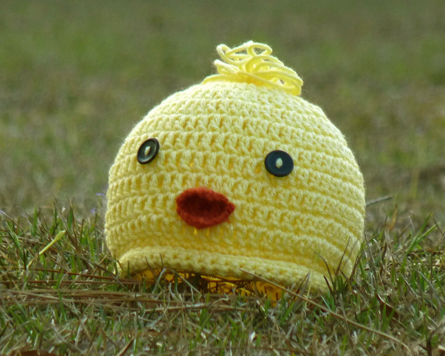 GirlsToddler Baby Chick Yellow Hat Easter Knit Crochet