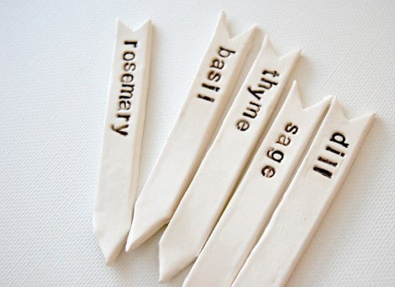 home grown Ceramic Herb Garden Markers chocolate