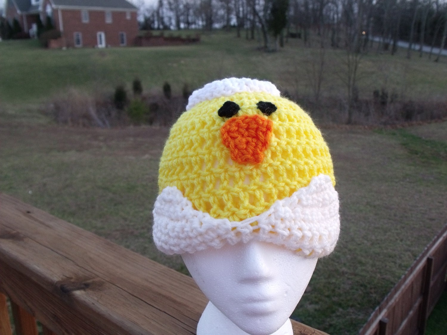 Easter Chick Duck Hatching Egg Crochet Beanie Skullcap Hat--cute photo prop