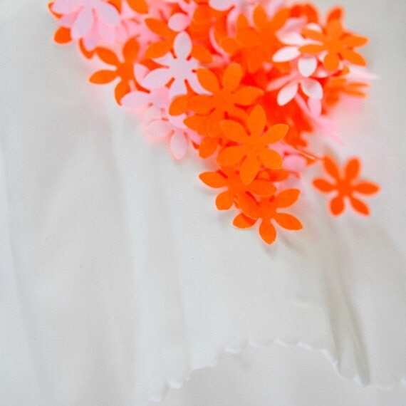 Confetti 100 Tiny Paper Flowers Neon Orange Spring