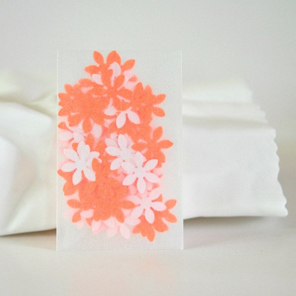 Confetti 100 Tiny Paper Flowers Neon Orange Spring