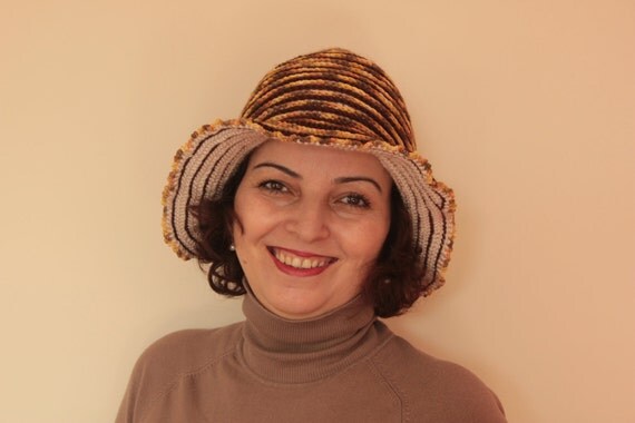 Handmade Hat Beige Cream Brown Colorful Fall Winter Fashion Gift For Her Women Fashion READY TO SHIPPING