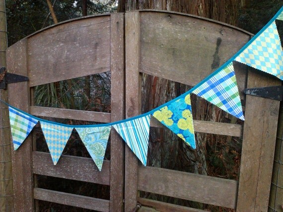 Bunting Flags Lime Green to Aqua Blue Perfect for Parties Home Weddings 
