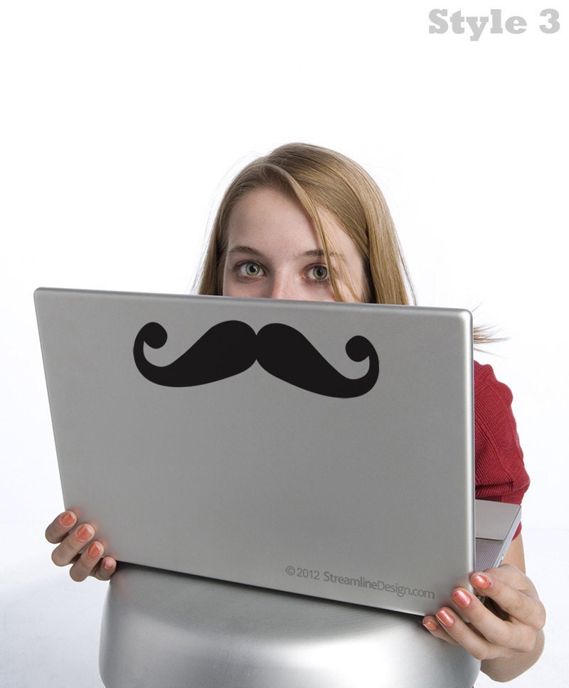 Mondo Mustache Vinyl Laptop Art. 6 Styles To Choose From. FREE SHIPPING