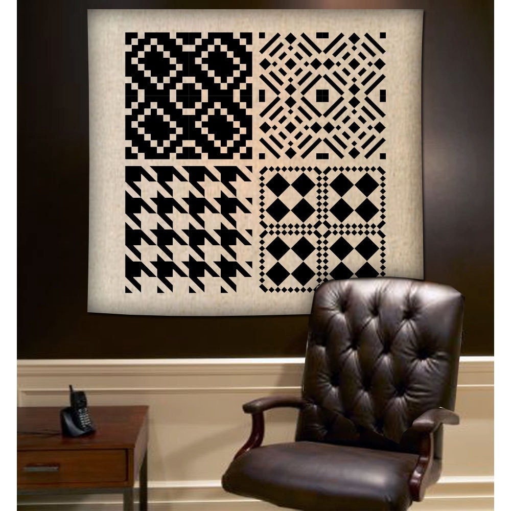 ShaNickers Handpainted Modern Quilt 2 Wall by ShaNickersWallDecals from etsy.com