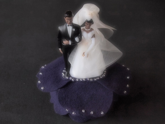 Wedding Cake Topper Purple Jasmine Flower Bride Groom