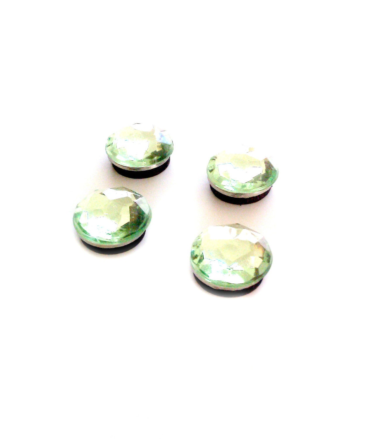 Green Bling Magnets (Set of 4) - Decorative Refrigerator Magnets