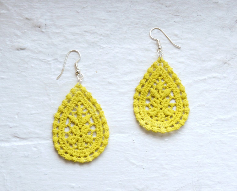 Lace Earrings - Amaya in Neon Yellow