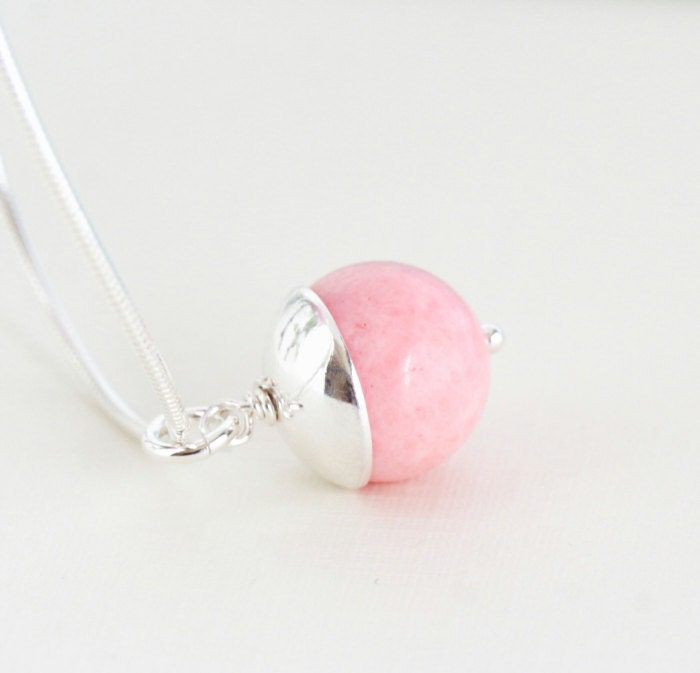 Pink Coral Necklace, Sterling Silver Necklace - Stunning Simplicity, Dreamy