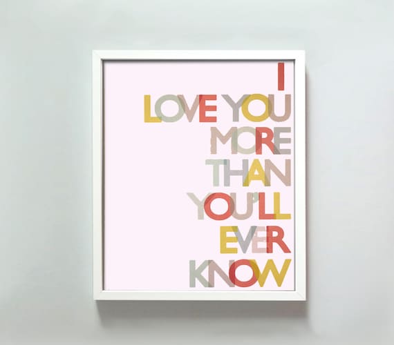11x14 Love You More print in primary colors