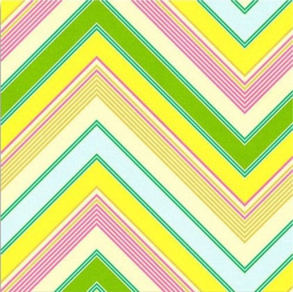 Heather Bailey Pop Garden Zig Zag Stripe in Yellow/Pink/Green - HB05 -1 yard, BTY