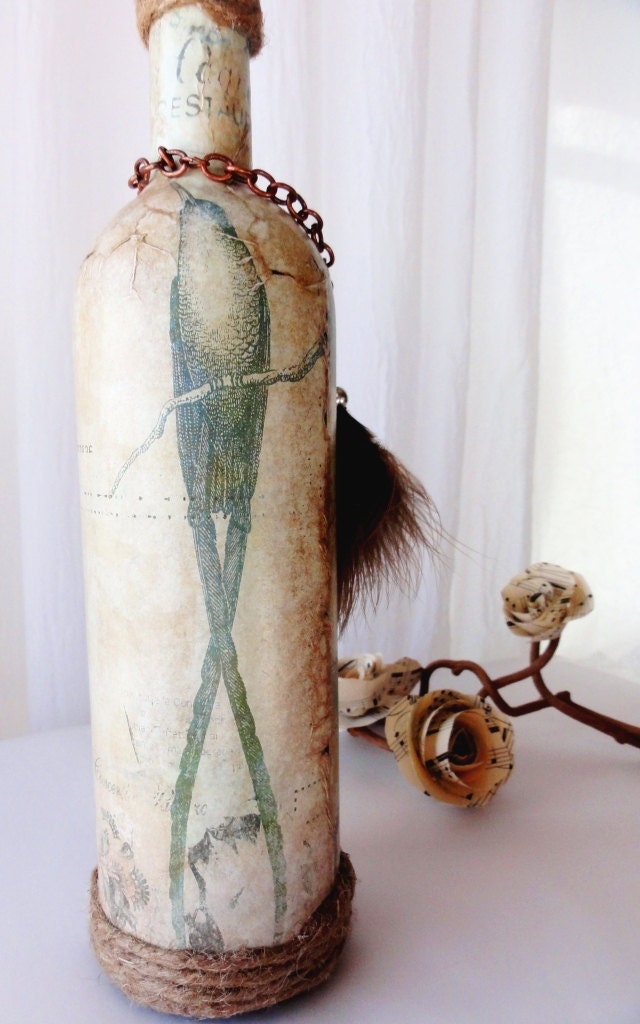 Изабель-французский шик-Centerpiece Свадебный декор, Vintage Inspired ваза бутылка с французским лейблом, уютно, коттедж