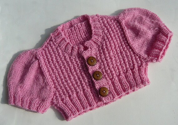 Summer Days, baby girl's knitted shrug or cardigan, 6-12months.. 