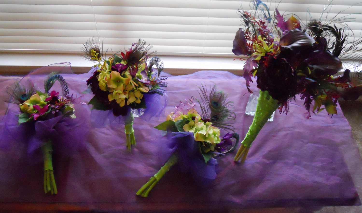 Purple Peacock Themed Wedding Bouquet From mayblue83