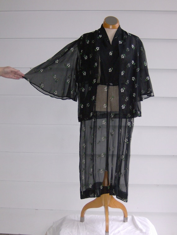 Vintage 1930's Black Organdy Dress and Jacket