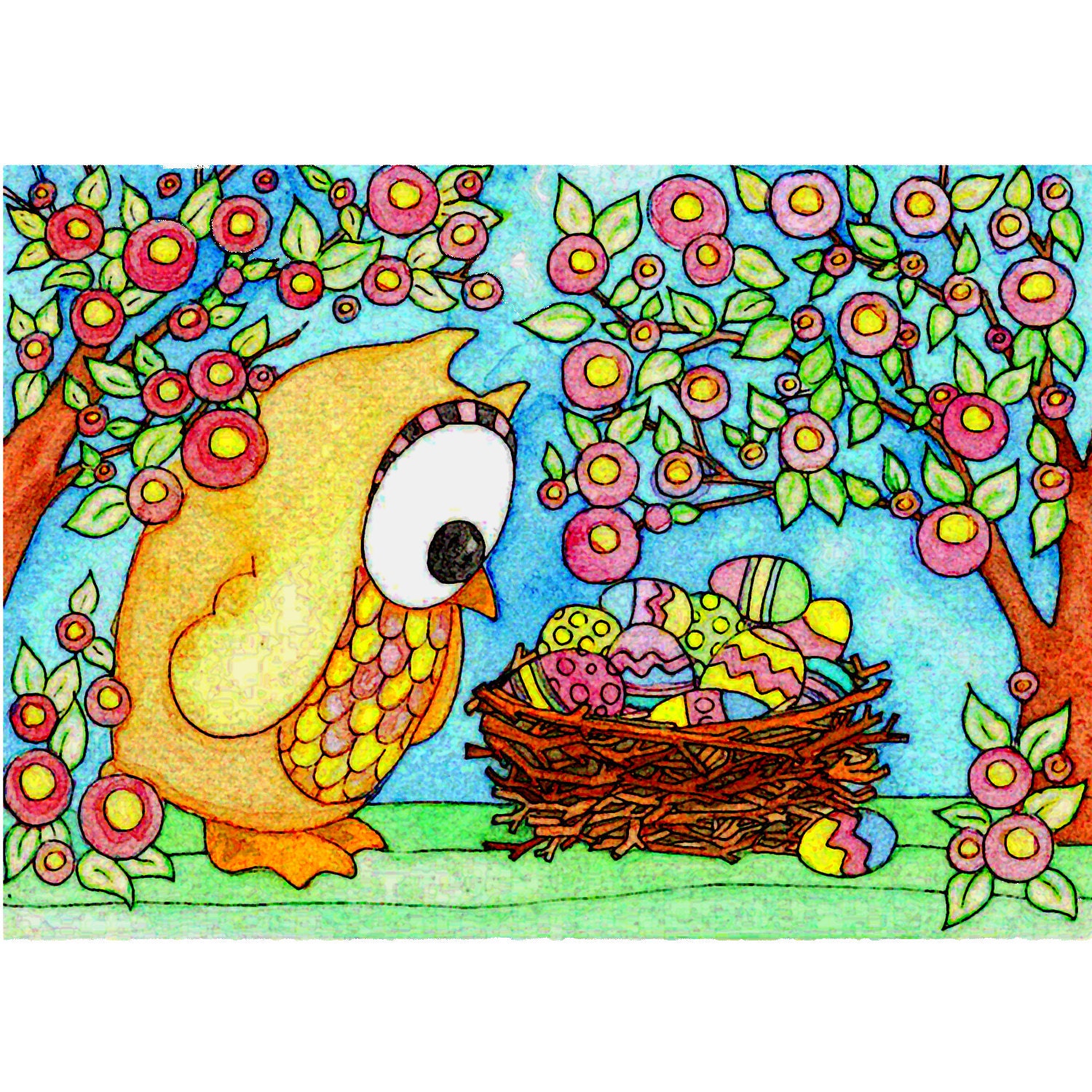 Easter owl notecard