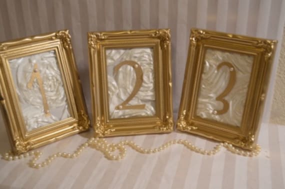 Gold Wedding Table Numbers Ornate framesCustom to your design 
