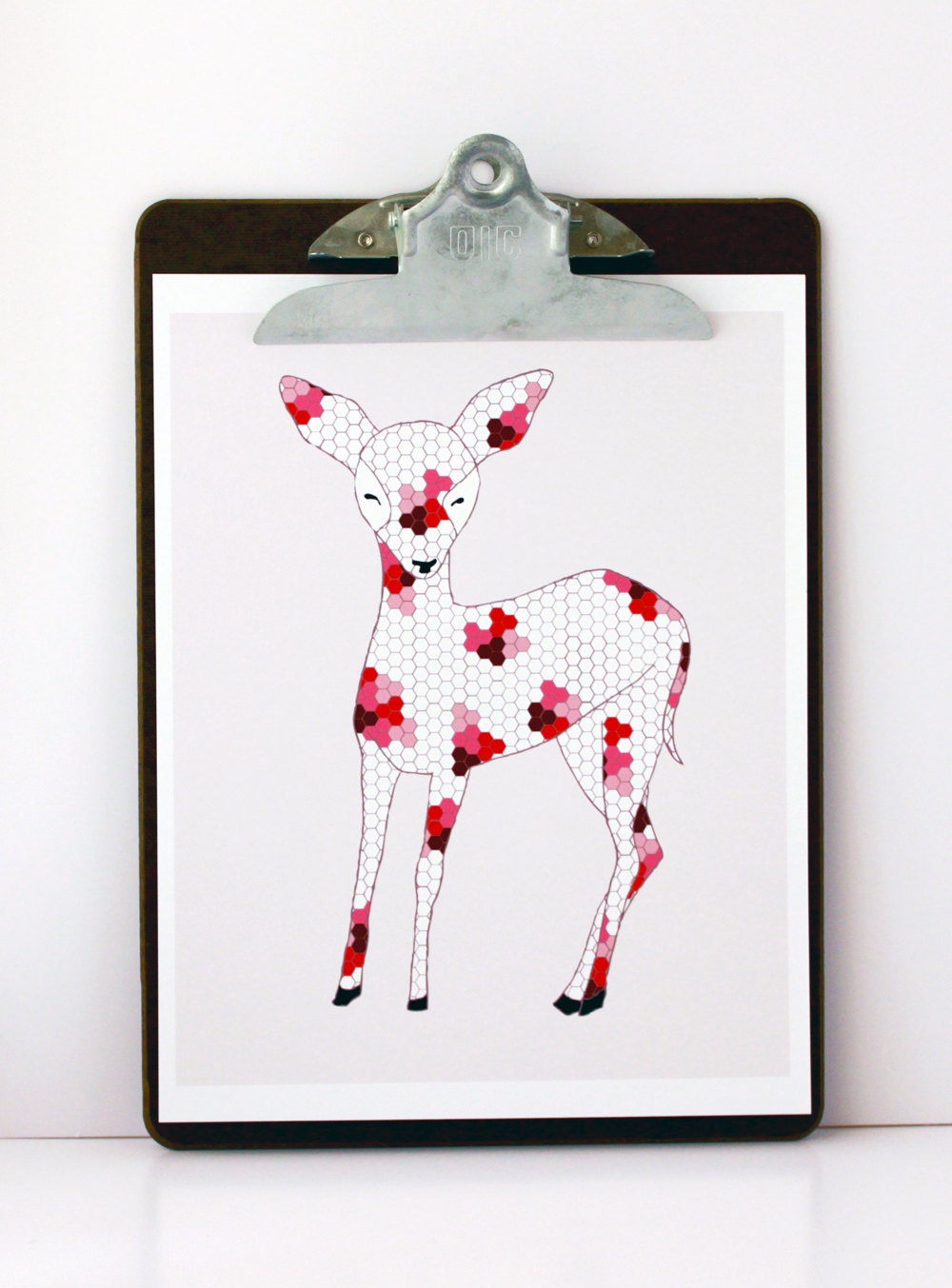 Patchwork Deer Print by Gingiber
