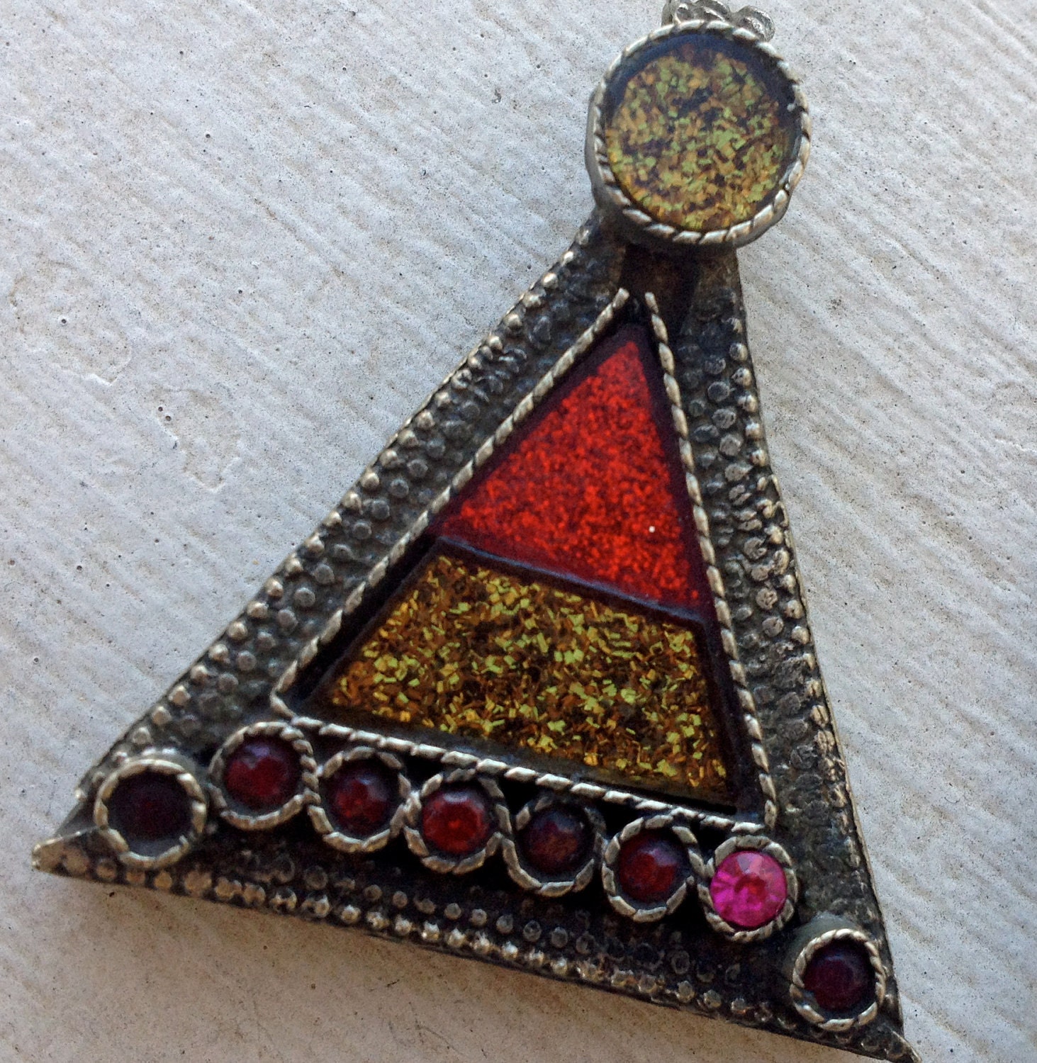 Small Multi-Glittery Kuchi Pendant (17): Tribal Assemblage Jewelry Supply