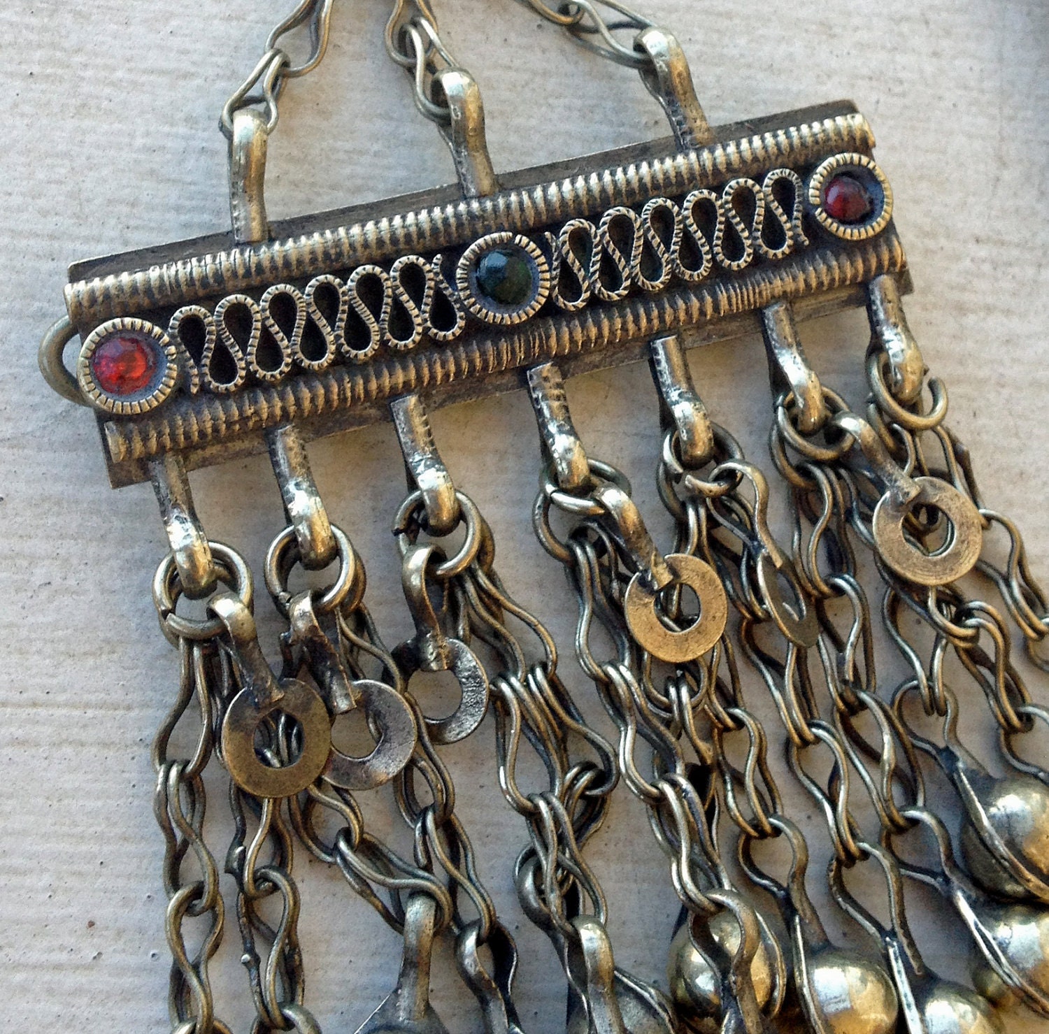 Kuchi Pendant Barrette:  Tribal Belly Dance, Tribal Hair Accessory, Assemblage Jewelry Supply