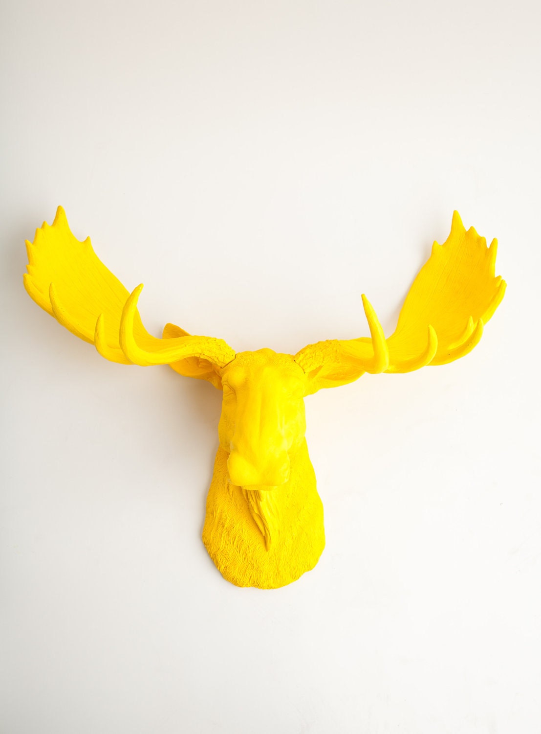 The Egberton - Yellow Ceramic Moose Head- Moose Resin Yellow Faux Taxidermy- Chic & Trendy