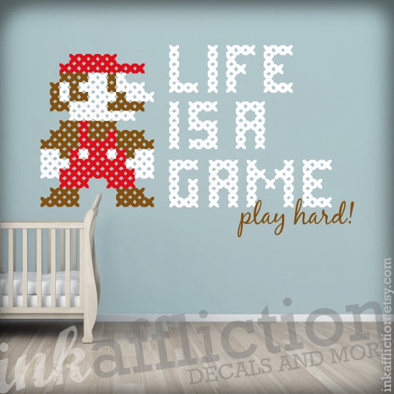 Mario Life is a Game Wall Decal -  LARGE 50x30 (FREE shipping)