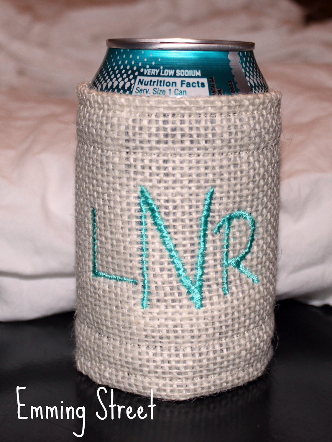 Monogrammed Burlap Drink Holder