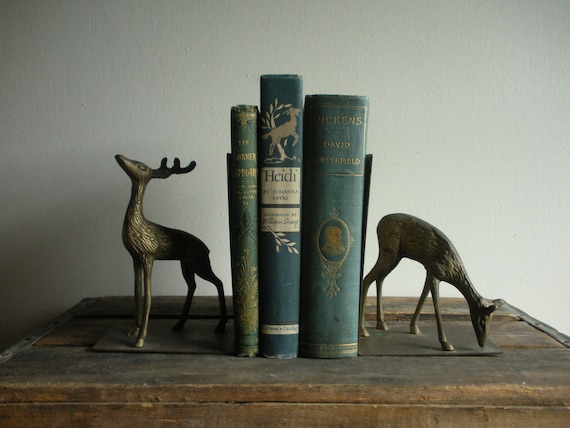 ON HOLD Vintage Metal Deer Book Ends