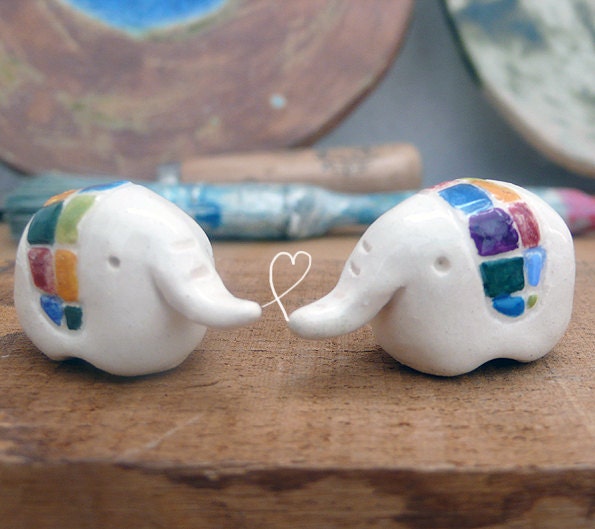 Ceramic White Elephant Miniatures