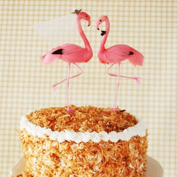 Flamingo Wedding Cake Topper As Seen in Bride to Be Magazine