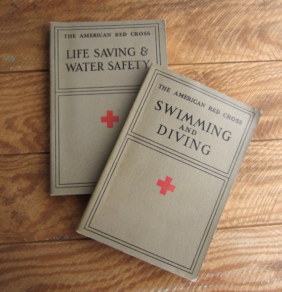 Vintage 1938 Swimming and Diving 1937 Life Saving and Water Safety American Red Cross Instructional Manuals Books