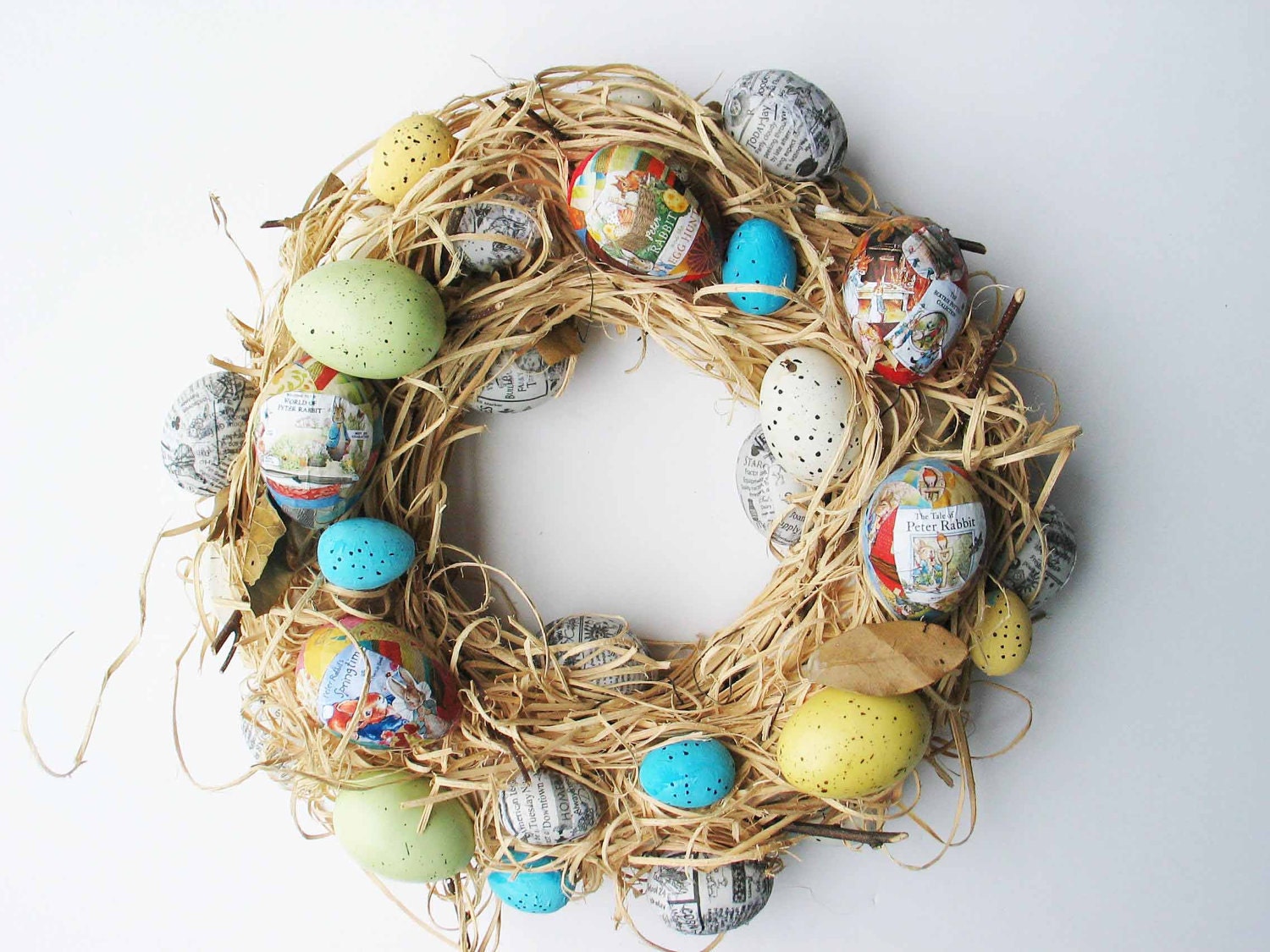 Peter Rabbit Easter Egg and Raffia Wreath