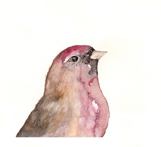 Red Bird Watercolor Print/5x7