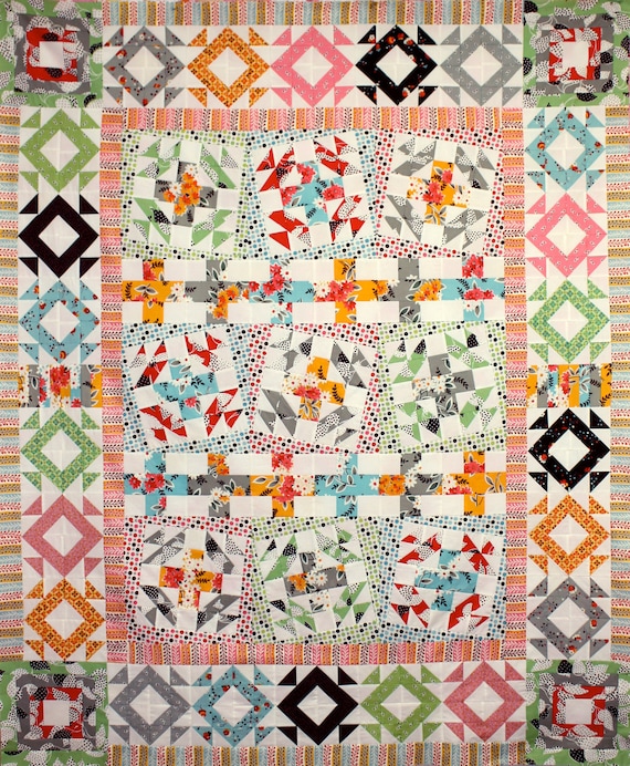 Quilt Pattern - Fancy Wonky Cross - PDF Version - Double Bed Size, Original Design by Sew Well Maide