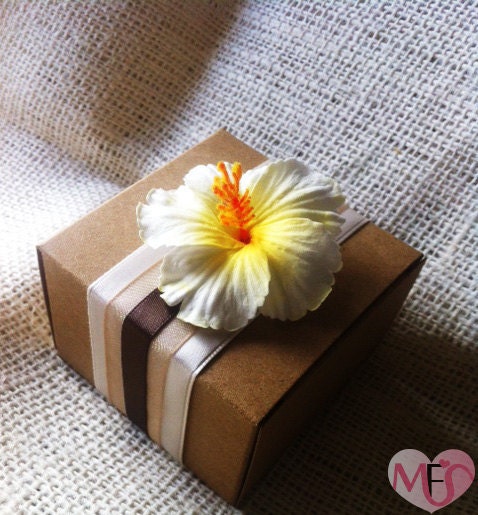 Hibiscus Tropical Orchid Wedding Favor Kraft Boxes