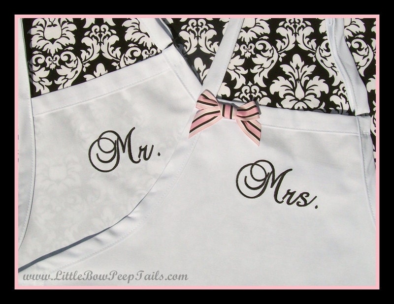 Mrs And Mr Wedding Apron Set Bride And Groom Gift Set His And Hers