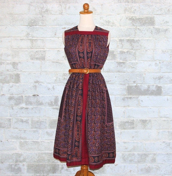 The Vintage 70's Hippie Indian Paisley Dress S or M