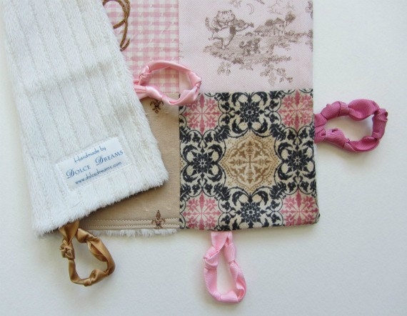 Baby Girl Custom Lovey with Hand Embroidered Initial  by Dolce Dreams