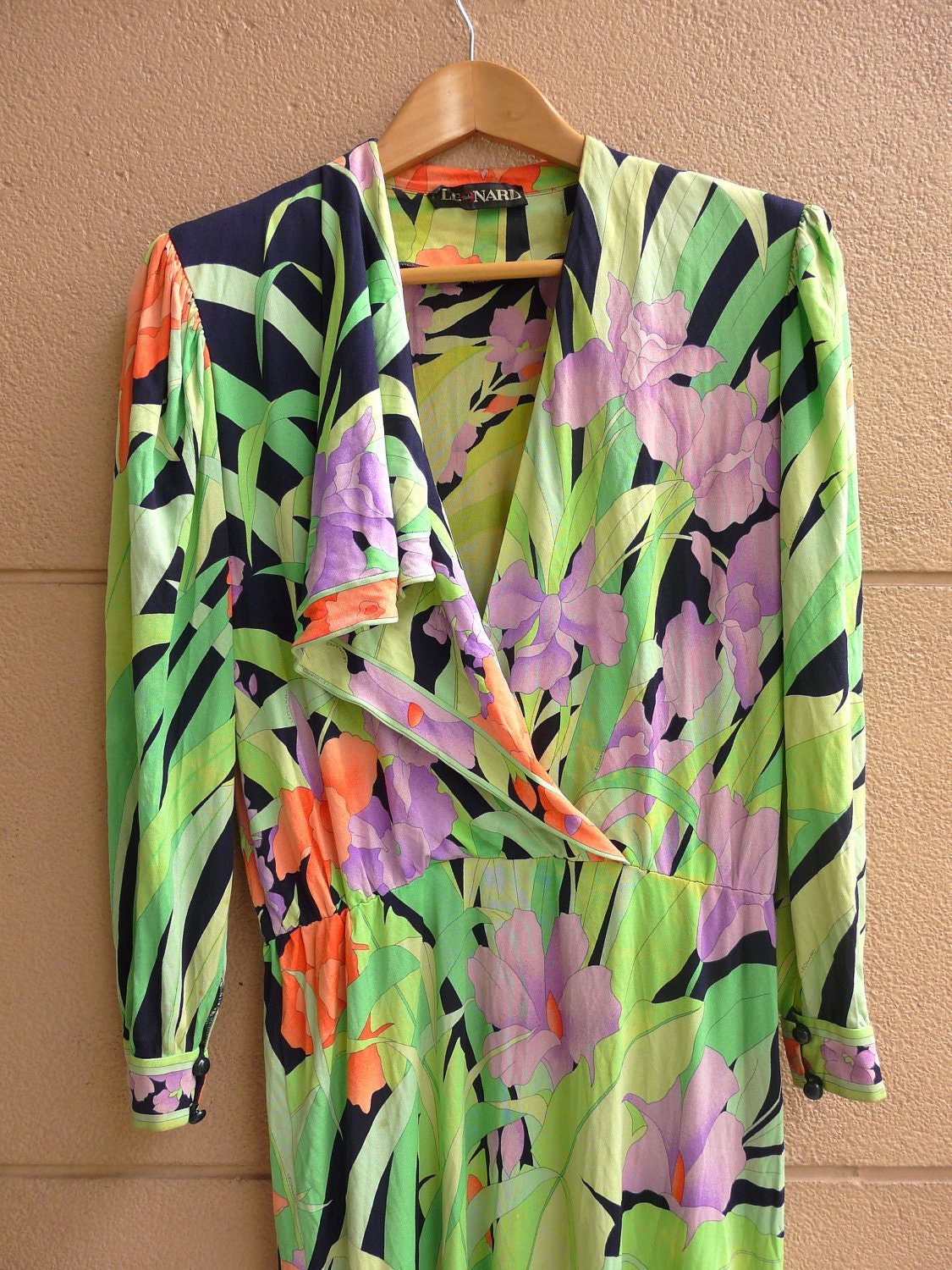 50% OFF ALL ITEMS 60s Silk Jersey Dress by Leonard Paris Jersey Mikado 100 Percent Silk