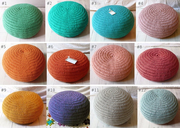 Crochet Almofada para Chão - Mostarda