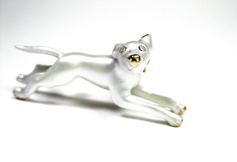 Vintage, 1950's, White, Dog, Mad Men Style, Brooch