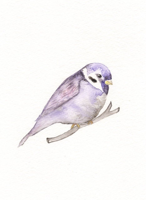 Purple Sparrow/5x7 Watercolor Print