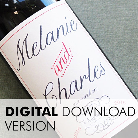 Printable wedding wine labels for bridal showers weddings birthdays