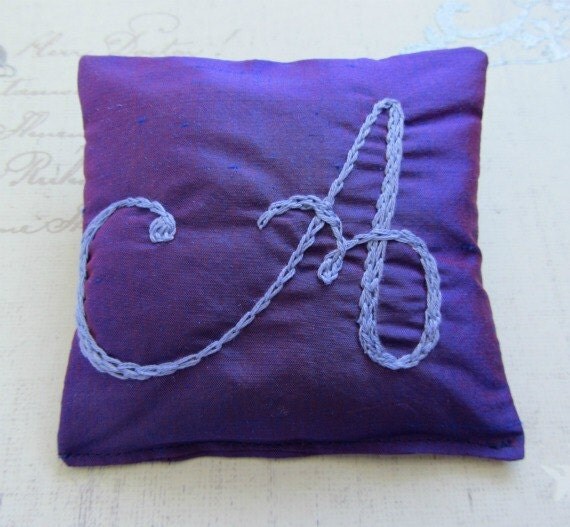 Lavender Sachet with Personalized Hand Embroidered Initial by Dolce Dreams