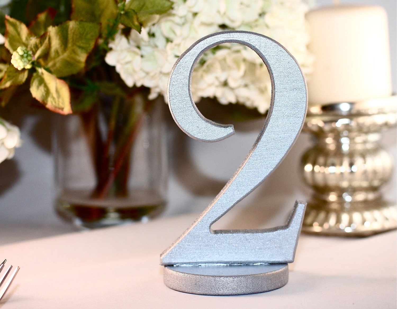 Silver Wedding Table Numbers Metallic Painted Wooden Numbers Standing on